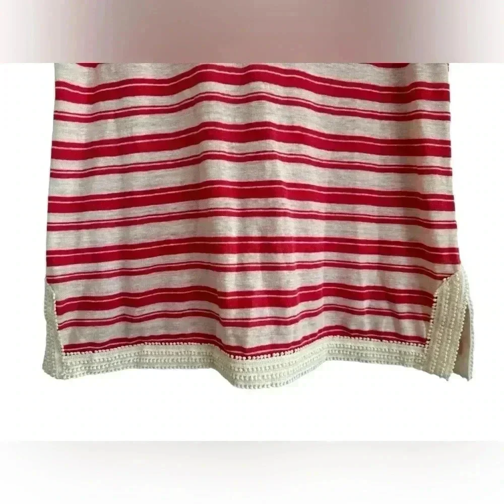 Tory Burch Stripe Linen Luxury Top, Cream Orange Stripe, M GUC